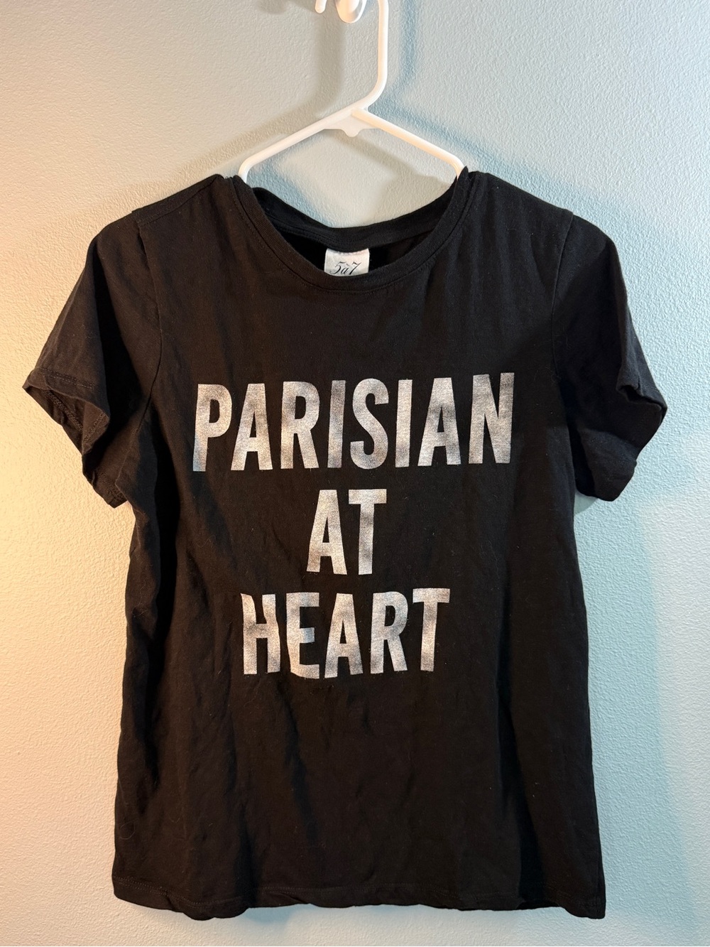 Cinq a Sept Parisian At Heart Tee Black Silver Foil Graphic NWT Size Small